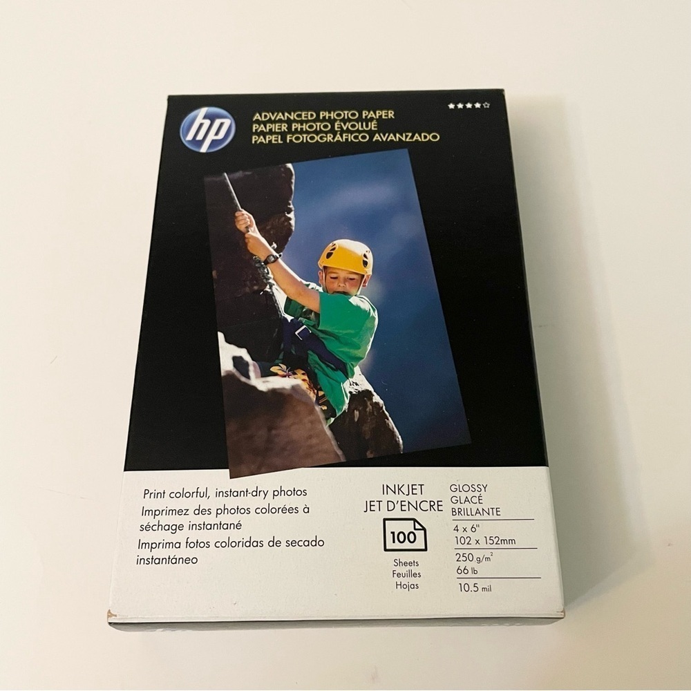 Hp Advanced Photo Paper 4” X 6” Glossy 100 Sheets For Inkjet Printer
